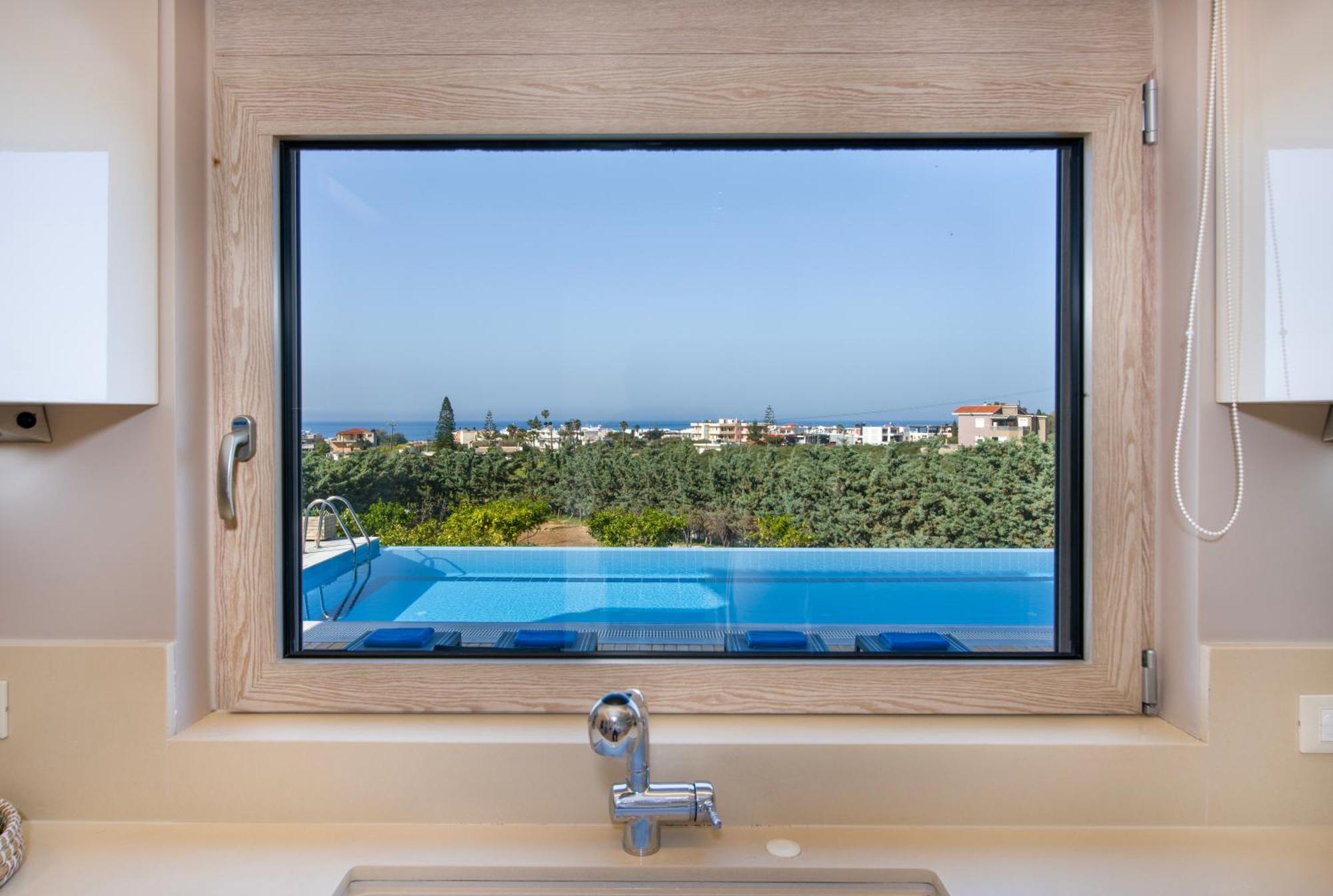 Four Seasons Private Villa - Seaview - Big Heated Pool - Gym - Sport Activities Gouves Exterior foto